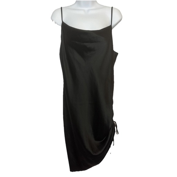 Forever 21 Dresses & Skirts - Forever 21 Womens Large Slip Dress Black Satin Silky Midi Dress HOCO Going Out